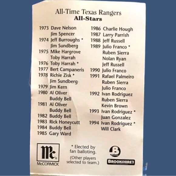 1995 Texas Rangers All Star Game Pin Card Ivan Rodriguez Will Clark - Picture 9 of 11